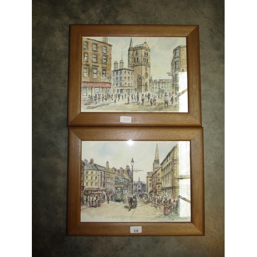 239 - Eddie Lange 2 Pen and Watercolour Drawings of Dundee Scenes