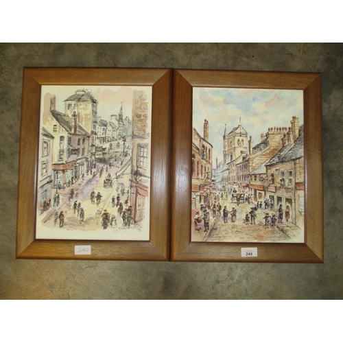 240 - Eddie Lange 2 Pen and Watercolour Drawings of Dundee Scenes