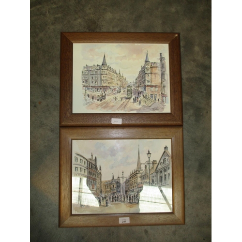 241 - Eddie Lange 2 Pen and Watercolour Drawings of Dundee Scenes