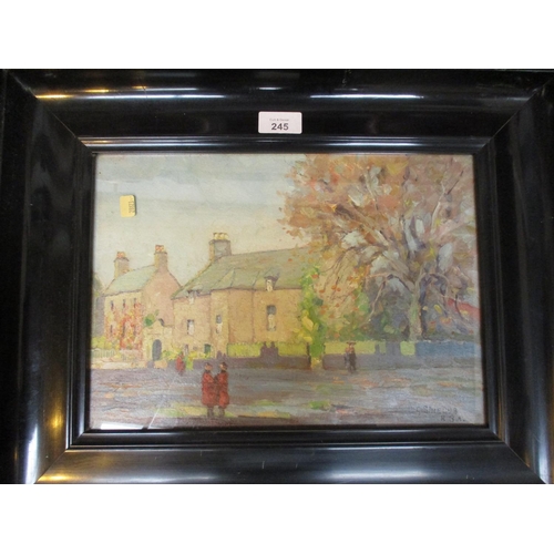 245 - HG Shields RBA, Oil Painting, Town Scene 24x34cm