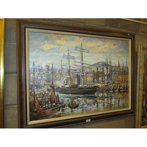 418 - Eddie Lange, 1999, Oil on Canvas, RRS Discovery in Dundee Harbour, 65x90cm