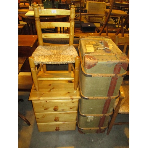 481 - Vintage Trunk, Childs Chair and Bedside Chest