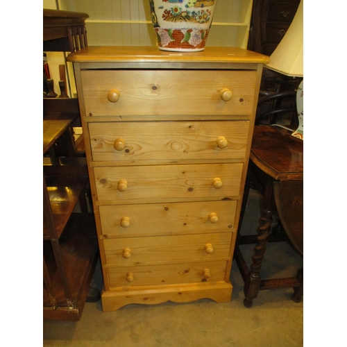 487 - Modern Pine Chest of 6 Drawers, 60cm