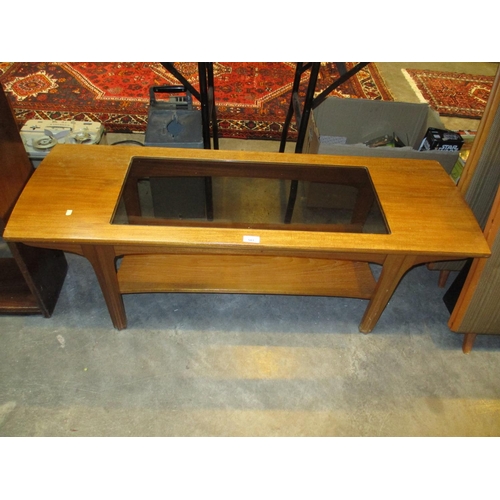 501 - Mid 20th Century Teak and Glass Coffee Table, 121x41cm