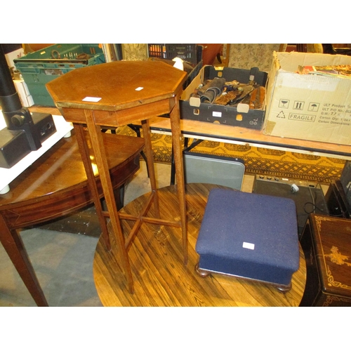 506 - Inlaid Mahogany Plant Table and a Foot Stool