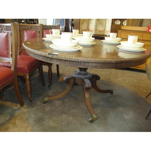 528 - Early 19th Century Rosewood Tilt Top Breakfast Table on Turned Pedestal and 4 Hipped Sabre Legs, 133... 