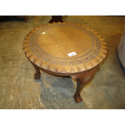 545 - Indian Carved Teak Coffee Table, 46cm