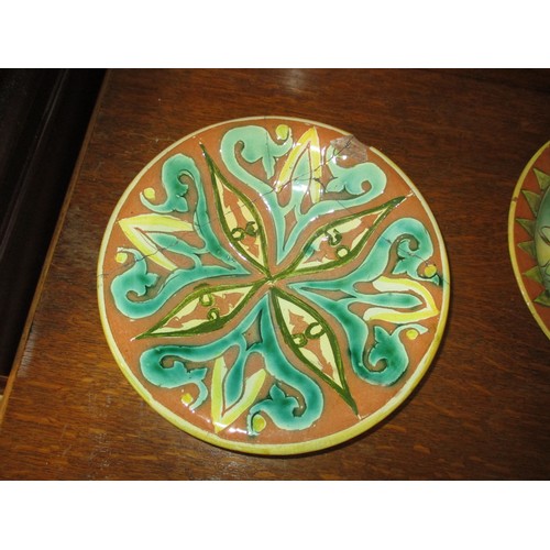 356 - Two Della Robbia Pottery Plates by LW 1896 and HJ, 20 and 21cm