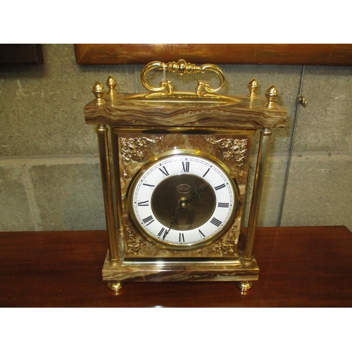 103 - Marble and Gilt Metal Battery Mantel Clock by Soher