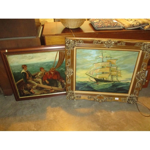 112 - Bryce Gillespie, Oil on Canvas, Off Dana Point 1867, 50x60cm, along with an Oil Painting of Fisherme... 