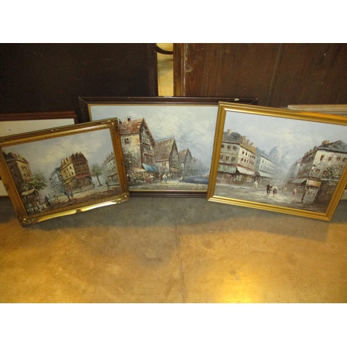 114 - Burnett, 3 Oil Paintings on Canvas of Continental Scenes, largest 50x75cm