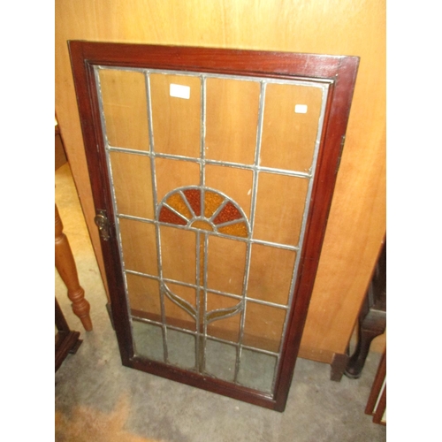 116 - Art Deco Leaded and Stained Glass Panel, 86x45cm