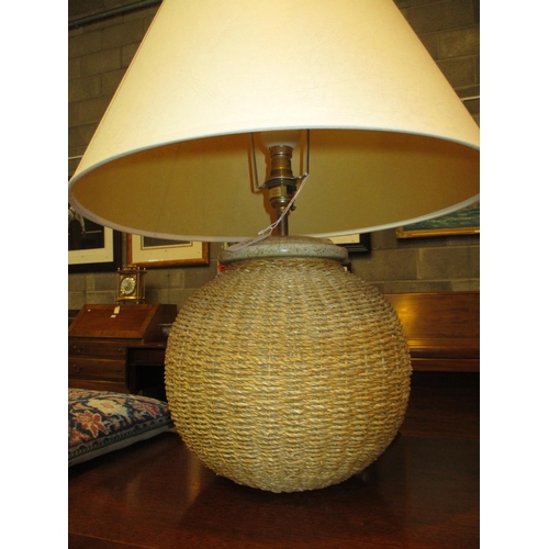 129 - Wicker and Pottery Table Lamp