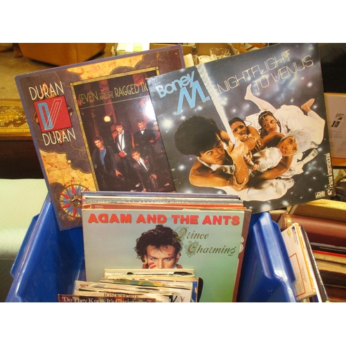 143 - Box of LPs and 45s including Adam & The Ants and Boney M