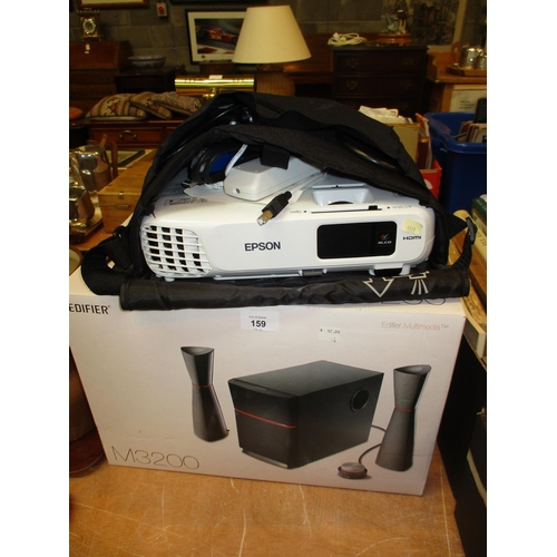 159 - EPSON LCD Projector EB-S18, along with Edifier Speakers