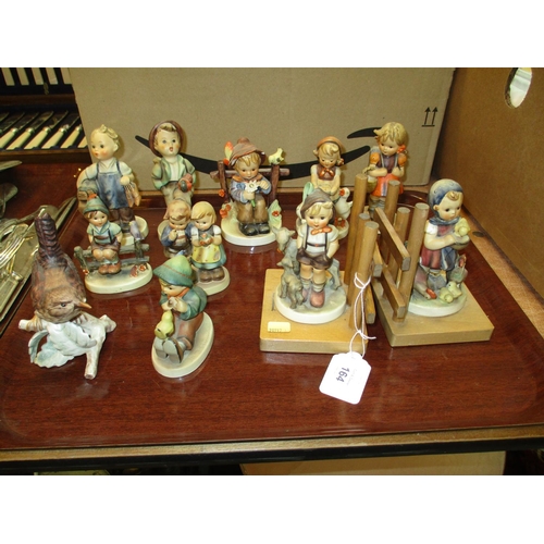 164 - Pair of Hummel Bookends, 8 Figures and a Bird