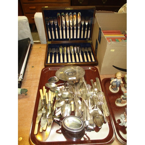 165 - Case of Fish Cutlery, a Quantity of Cutlery, Sugar Basin and a Scottish Silver Dish