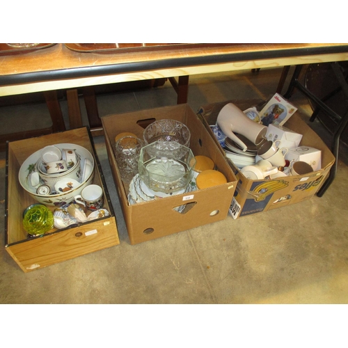 210 - Three Boxes of Decorative Ceramics, Glass etc