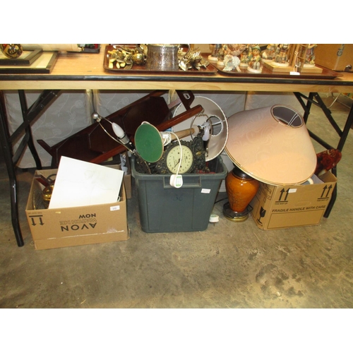 212 - Boxes of Books, Lamps, Scales, Cakestand etc