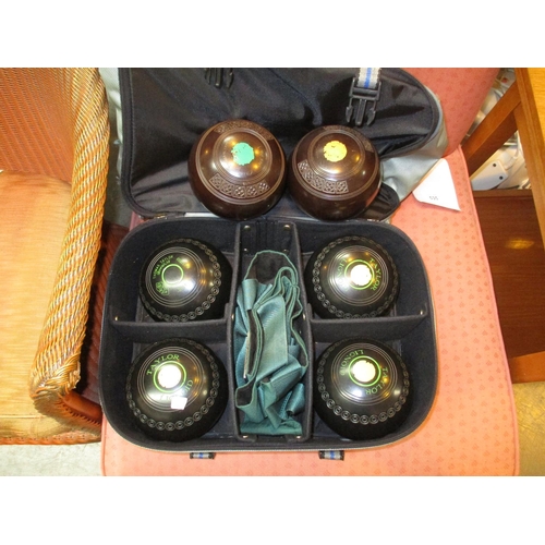 215 - Two Sets of Taylor Lignoid Lawn Bowls, Sizes 1 and 3