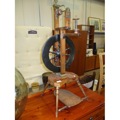 222 - Wood and Brass Mounted Spinning Wheel