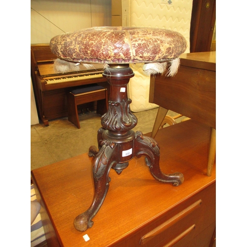 232 - Victorian Tripod Revolving Piano Stool