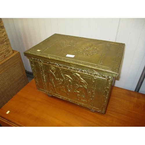 243A - Embossed Brass Tam O Shanter Coal Box