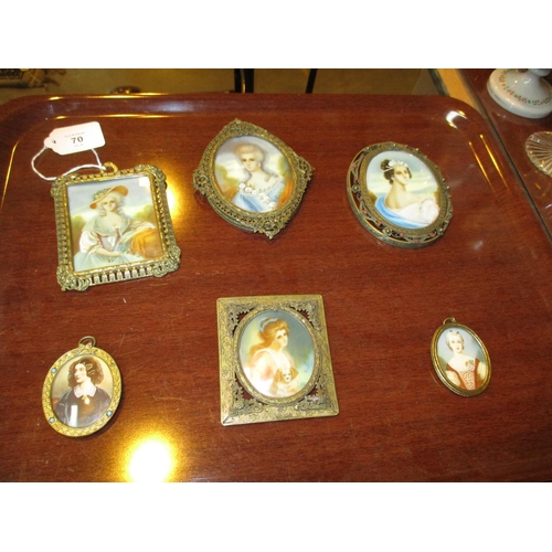 70 - Six Miniature Portrait of Ladies