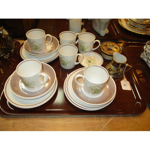 76 - Susie Cooper 18 Piece Coffee Set, Noritake Hand Painted Sugar and Cream