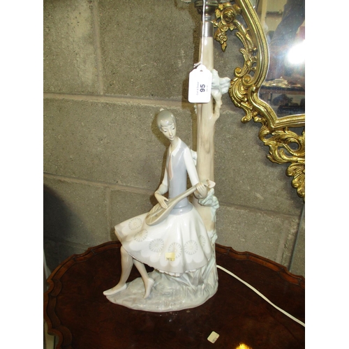 95 - Lladro Lute Player Table Lamp