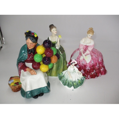 264 - Four Royal Doulton Figures, The Old Balloon Seller HN1315, Victoria HN2471, Fleur HN2368, Sunday Bes... 