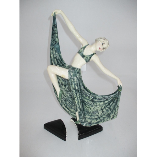 287 - Goldscheider Ware Lorenzyl Figure of a Woman in a Green Dress, 38cm high