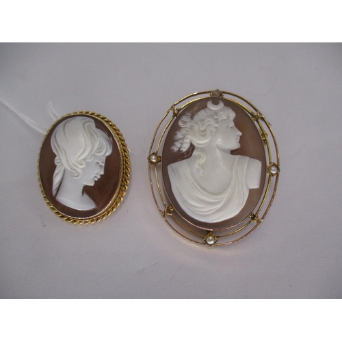 319 - Two 9ct Gold Mounted Cameo Brooches