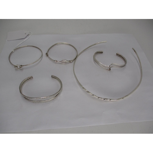 322 - Silver Necklace and 4 Bangles