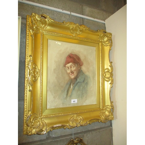 Henry Wright Kerr, 1912, Watercolour, Portrait of a Man in a Red Hat, 38x33cm