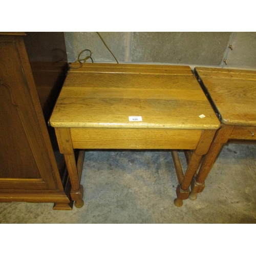 626 - Vintage Oak Lid Top School Desk, 51cm