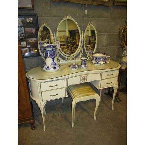 630 - French Style Dressing Table with Stool, 131cm