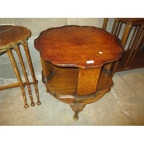 632 - Burr Walnut Revolving Bookstand Coffee Table, 59cm