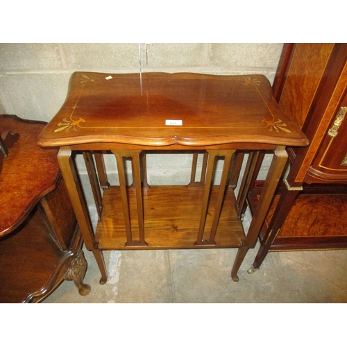 633 - Art Nouveau Mahogany and Mother of Pearl Inlaid 2 Tier Occasional Table, 61x37cm