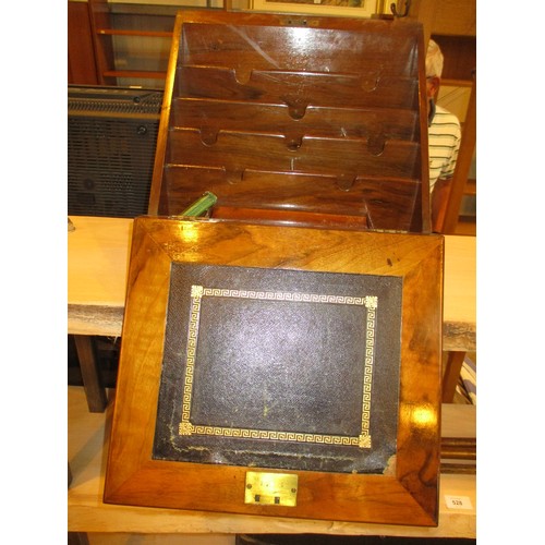 227 - Victorian Figured Walnut Stationery Box with Writing Surface Lid