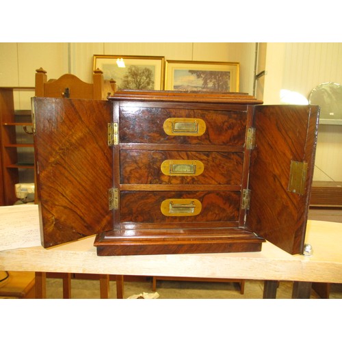 228 - Victorian Inlaid Walnut 3 Drawer Jewel Box