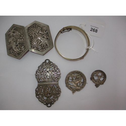 268 - Clan Farquharson & Ross Brooches, Indian and Nurses Buckles and a Bangle