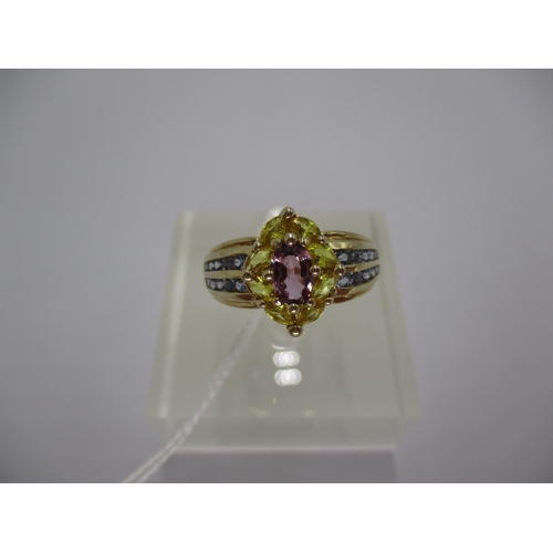 293 - 9ct Gold Multicoloured Gem Stone Ring, 3.8g, Size O