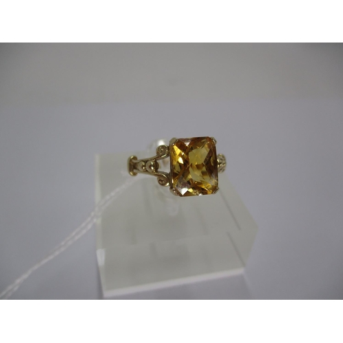 299 - 9ct Gold Amber Stone Ring, 3g, Size P