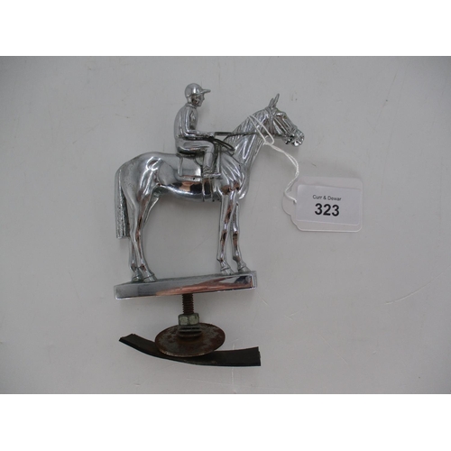 323 - Chromed Metal Horse and Jockey Car Mascot