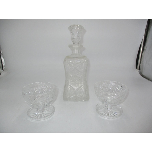 330 - Set of 7 Crystal Sundae Dishes and a Decanter