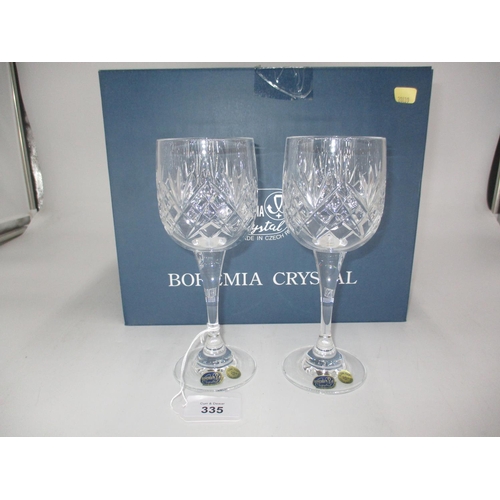 335 - Boxed Set of 6 Bohemia Crystal Wine Goblets