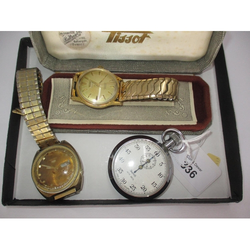 336 - Gents Tissot Camping Waterproof Automatic Watch, Seiko 5 Automatic Watch and Smiths Stopwatch