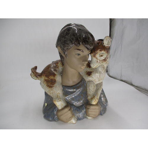 343 - Lladro Terracotta Bust of a Boy and Goat, 38cm