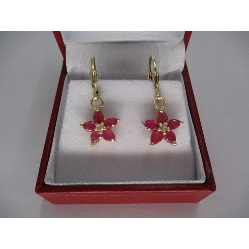 349 - Ruby and White Topaz Earrings